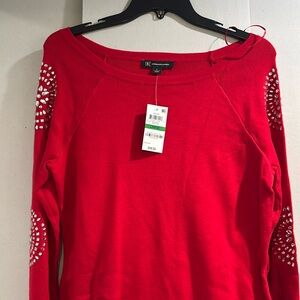 Inc thigh length rhinestone sweater